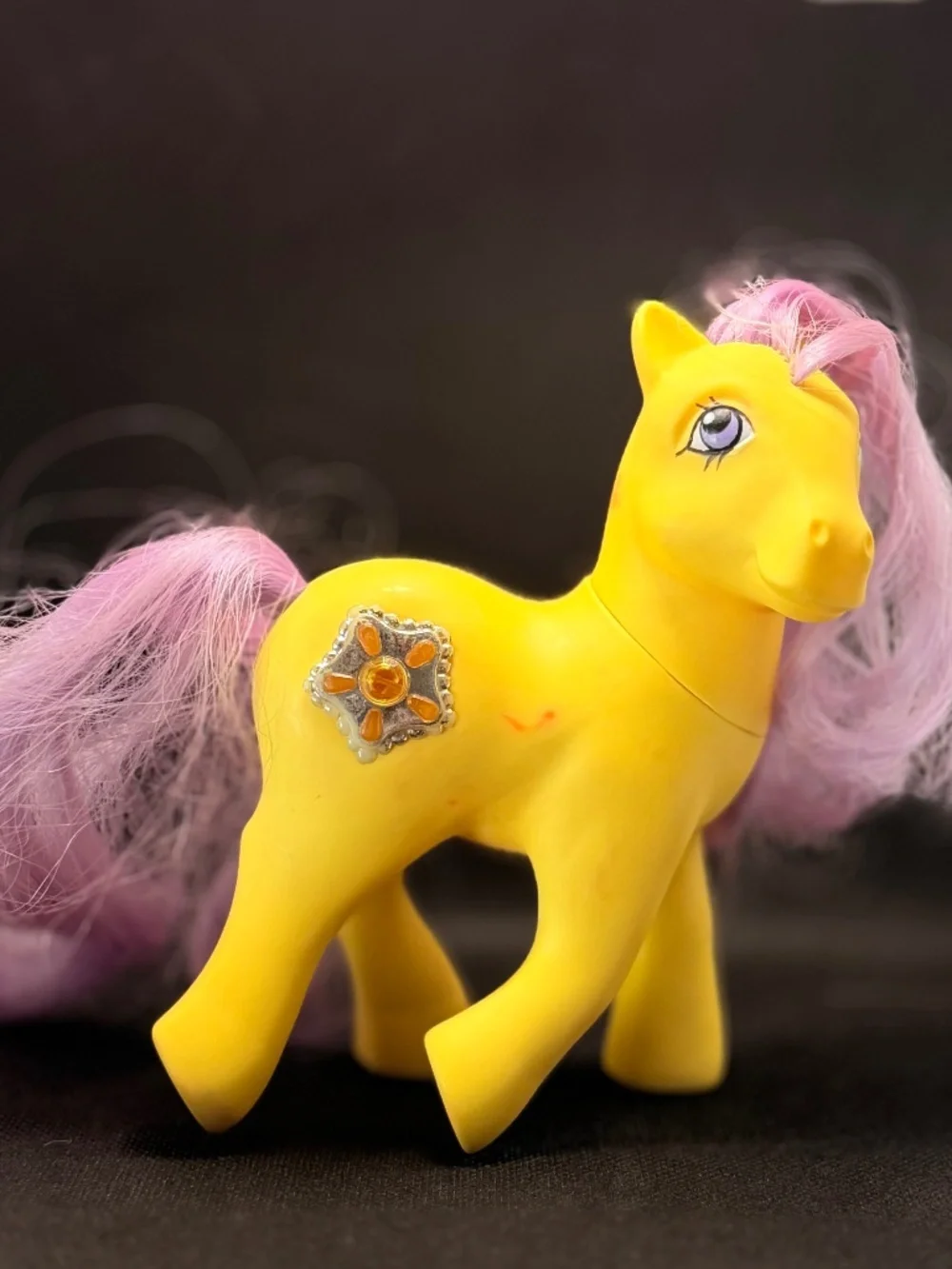 Vintage 1987 Hasbro My Little Pony G1 Princess Starburst? Yellow Purple Pony Fig
